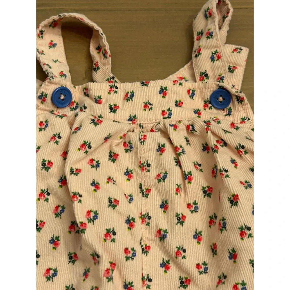 K26 Baby Boden Pink Floral Corduroy Overalls Girls 18-24 Months Print Romper